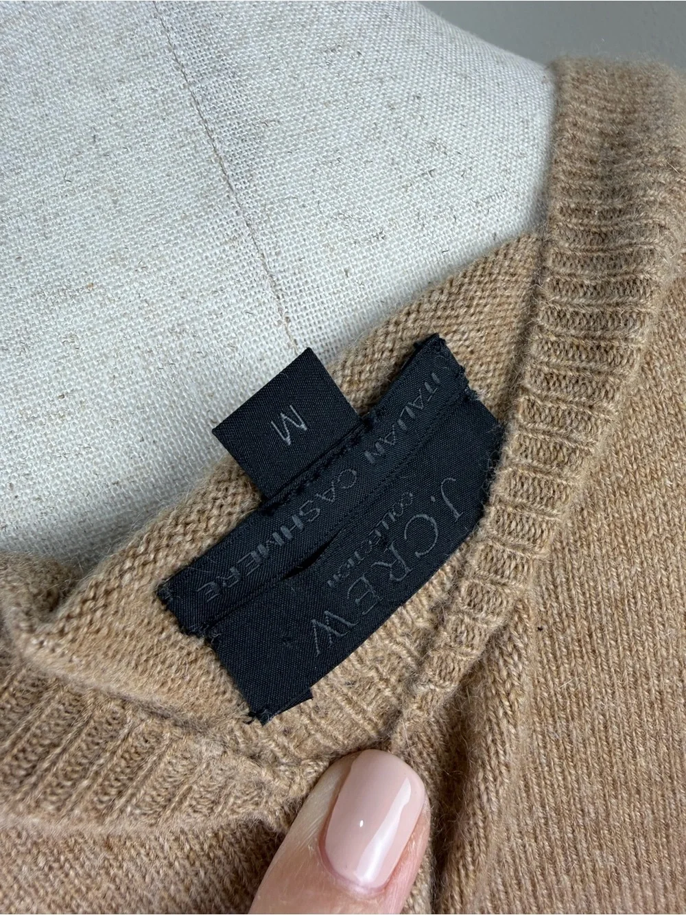 J.Crew 100% Cashmere Sweater Tan Camel Crewneck Pullover Size M